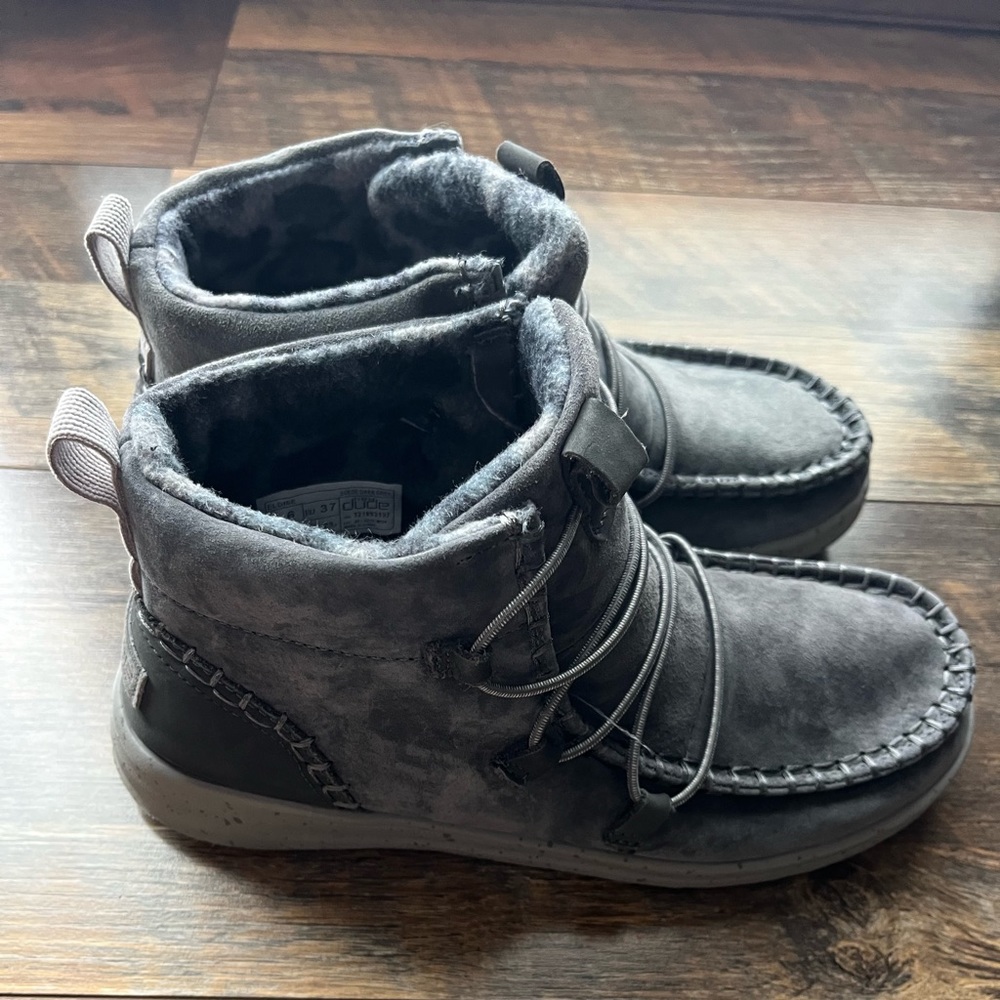 Hey Dude Grey Suede Boots